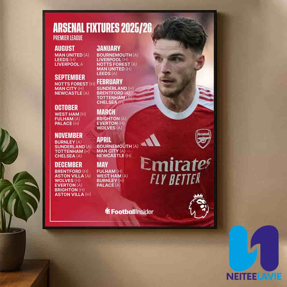 Arsenal Fixtures For The 2025-26 Premier League Season Home Decor Poster Canvas Arsenal Fixtures For The 2025-26 Premier League Season Home Decor Poster Canvas