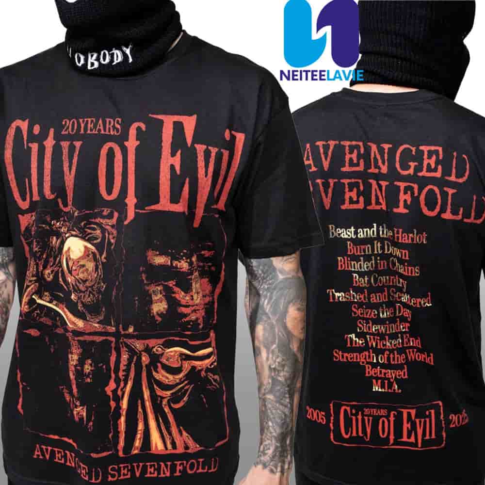 Avenged Sevenfold City of Evil Exclusive City of Evil 20th Anniversary Tee Merch Unisex Shirt Avenged Sevenfold City of Evil Exclusive City of Evil 20th Anniversary Tee Merch Unisex Shirt