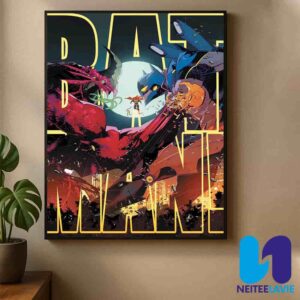 Batman Mech Battles Giant Demon Epic DC Comics Showdown with Superman in the Crossfire Home Decor Poster Canvas