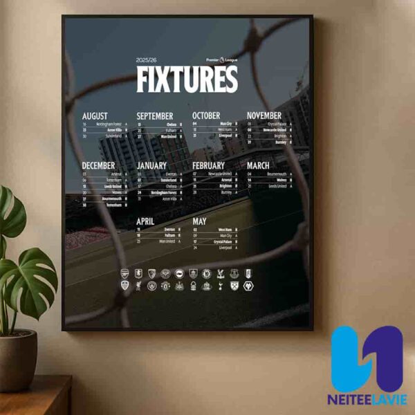 Brentford FC Premier League Fixtures 2025-26 Full Season Schedule Released Home Decor Poster Canvas
