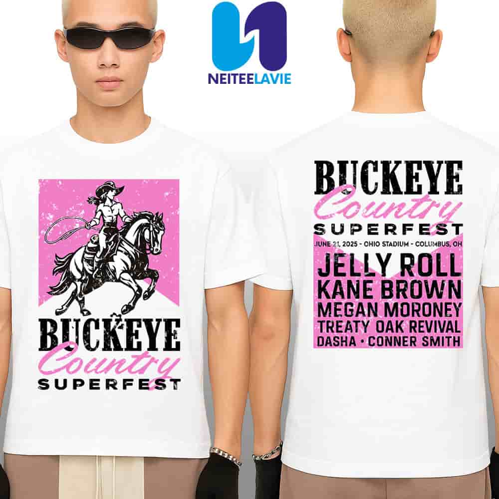 Buckeye Country Superfest 2025 Pink Rodeo Tee On June 21 At Ohio Stadium In Columbus OH Merchandise Two Sided Unisex Shirt Buckeye Country Superfest 2025 Pink Rodeo Tee On June 21 At Ohio Stadium In Columbus OH Merchandise Two Sided Unisex Shirt