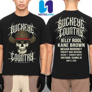 Buckeye Country Superfest 2025 Skull Cowboy Tee On June 21 At Ohio Stadium In Columbus OH Merchandise Two Sided Unisex Shirt