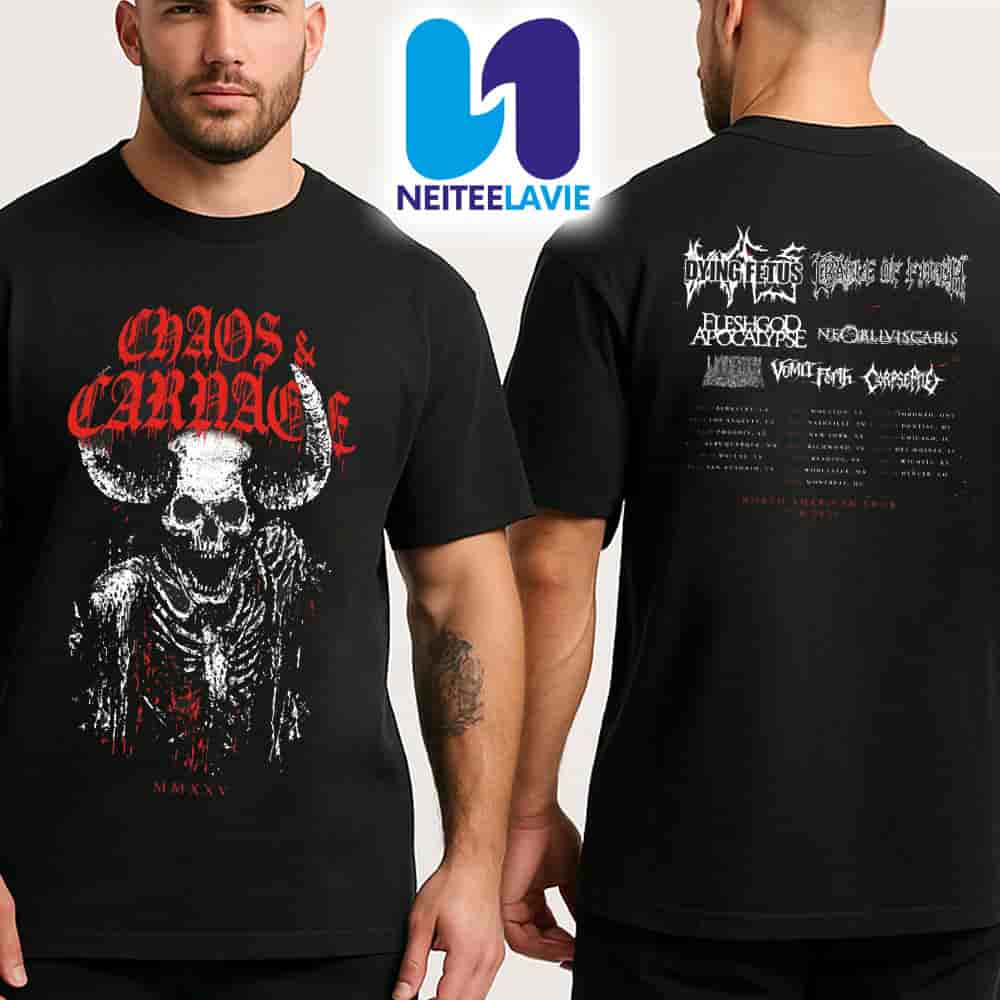 Chaos And Carnage North American Tour Dates List 2025 Merch Two Sided Unisex T-Shirt Chaos And Carnage North American Tour Dates List 2025 Merch Two Sided Unisex T-Shirt