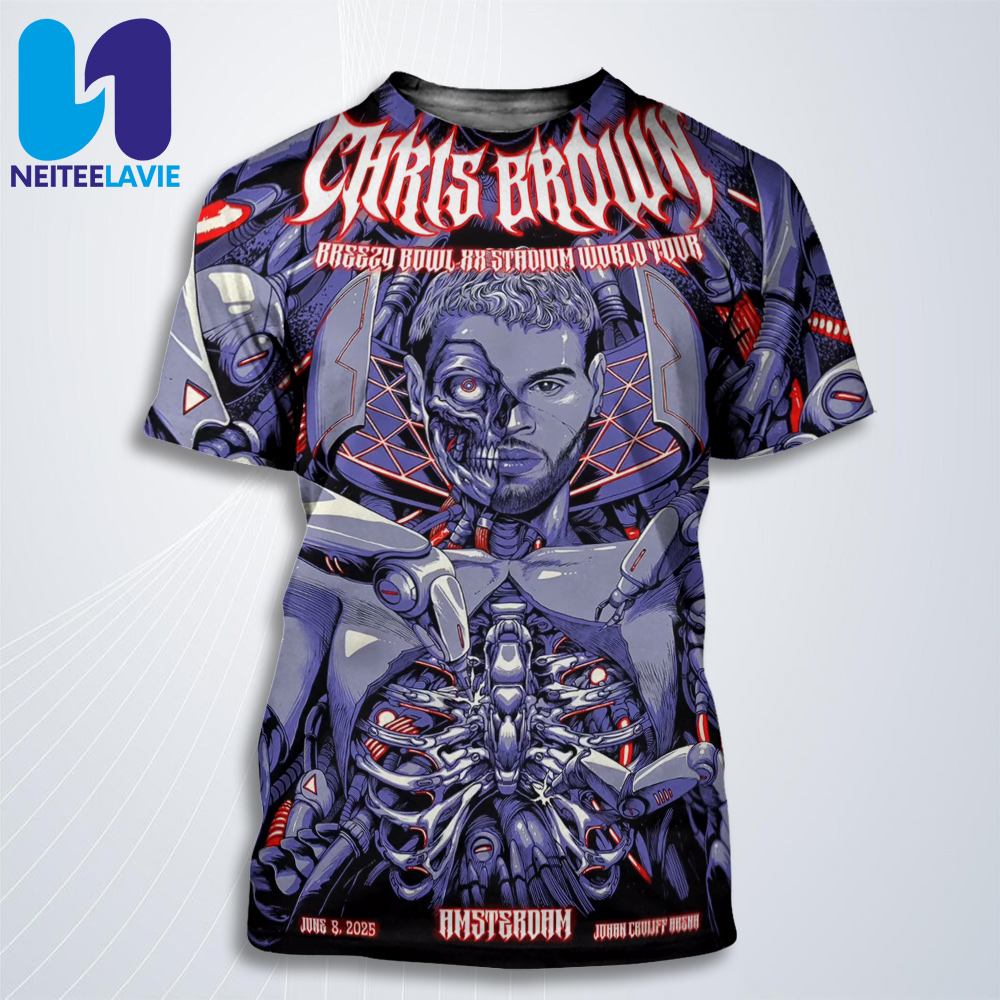 Chris Brown Poster For Breezy Bowl XX Stadium World Tour In Amsterdam Netherlands On June 8 2025 At Johan Cruyff Arena All Over Print T-Shirt Chris Brown Poster For Breezy Bowl XX Stadium World Tour In Amsterdam Netherlands On June 8 2025 At Johan Cruyff Arena All Over Print T-Shirt