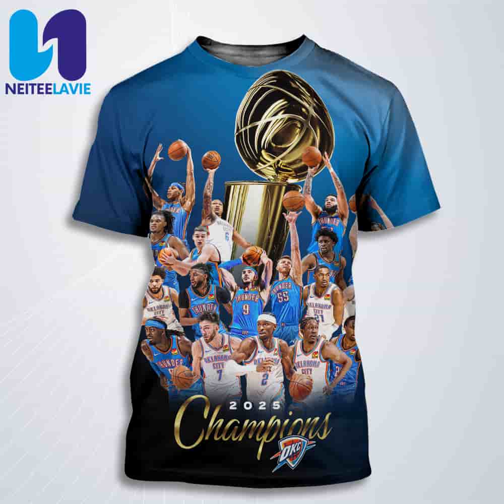 Congrats Oklahoma City Thunder 2025 Champions NBA Finals Victory All Over Print T-Shirt Congrats Oklahoma City Thunder 2025 Champions NBA Finals Victory All Over Print T-Shirt