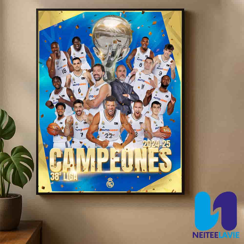 Congrats Real Madrid Basketball 2024–25 Liga ACB Champions 38th League Victory Celebration Home Decor Poster Canvas Congrats Real Madrid Basketball 2024–25 Liga ACB Champions 38th League Victory Celebration Home Decor Poster Canvas