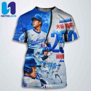 Congrats Shohei Ohtani Los Angeles Dodgers 250th Career Home Run All Over Print T-Shirt