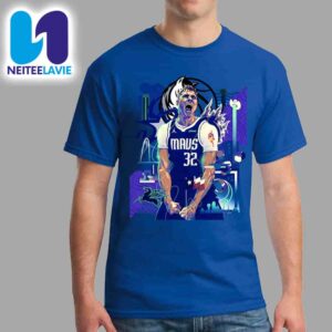 Cooper Flagg Dallas Mavericks Number 32 Player Art Electric NBA Poster Tribute Featuring Skyline And Texas Icons Merchandise Unisex T-Shirt