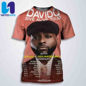 Davido 5ive Alive Tour 2025 North America Concert Dates List All Over Print T-Shirt