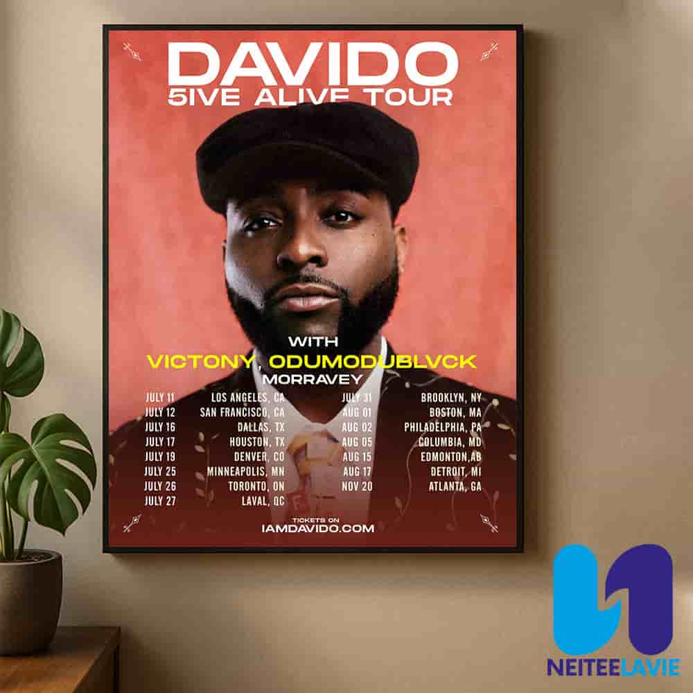 Davido 5ive Alive Tour 2025 North America Concert Dates List Home Decor Poster Canvas Davido 5ive Alive Tour 2025 North America Concert Dates List Home Decor Poster Canvas