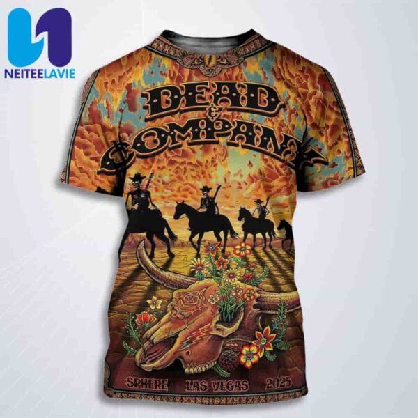 Dead And Company Live at Sphere Las Vegas 2025 Psychedelic Western Concert Poster All Over Print T-Shirt