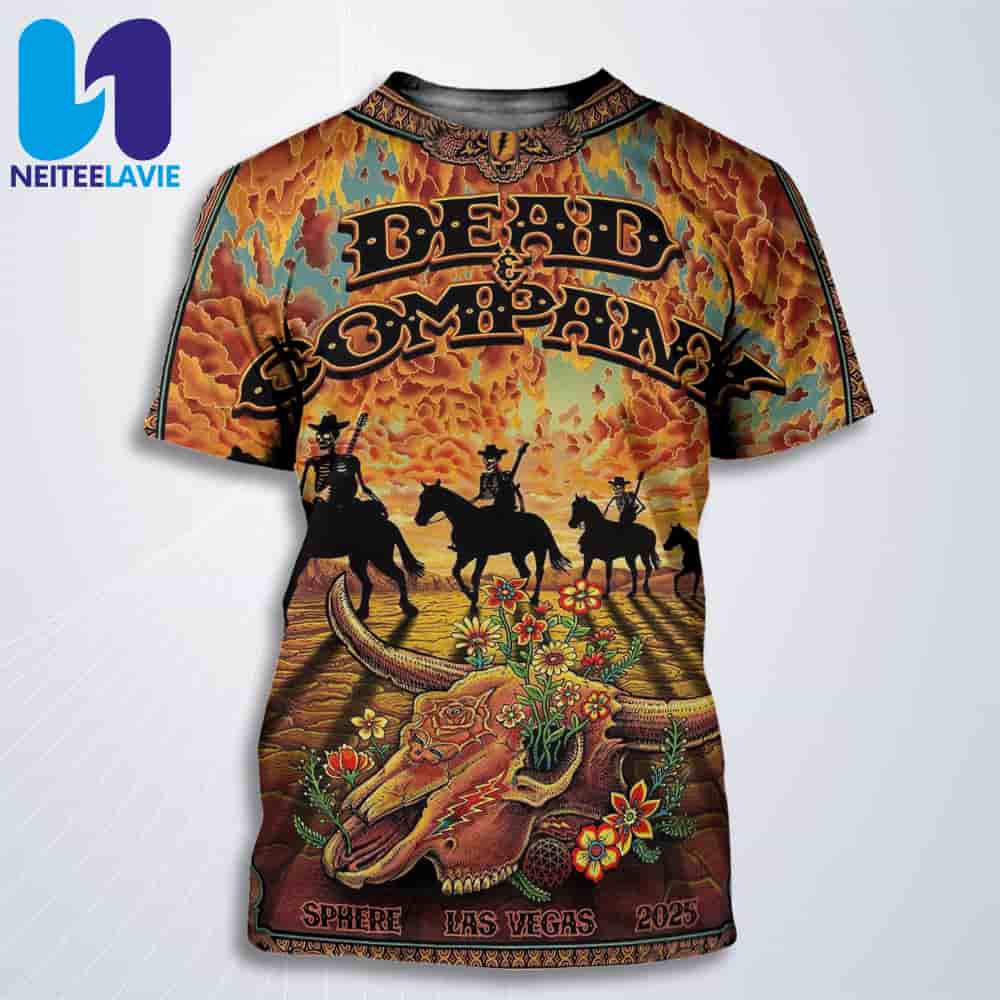 Dead And Company Live at Sphere Las Vegas 2025 Psychedelic Western Concert Poster All Over Print T-Shirt Dead And Company Live at Sphere Las Vegas 2025 Psychedelic Western Concert Poster All Over Print T-Shirt