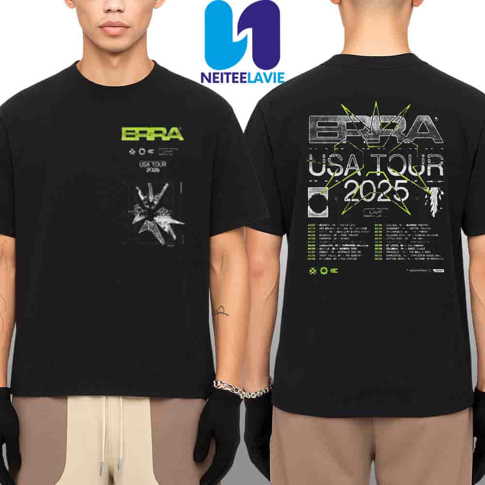 Erra USA Tour Dates List 2025 Merchandise Two Sided Unisex T-Shirt Erra USA Tour Dates List 2025 Merchandise Two Sided Unisex T-Shirt
