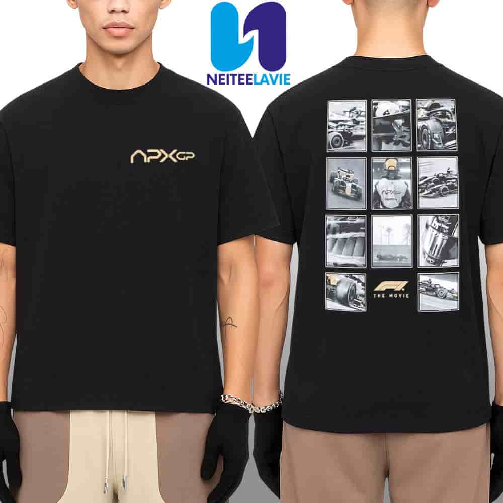 F1 The Movie 2025 APXGP Photo Collage Merchandise Two Sided Unisex T-Shirt F1 The Movie 2025 APXGP Photo Collage Merchandise Two Sided Unisex T-Shirt