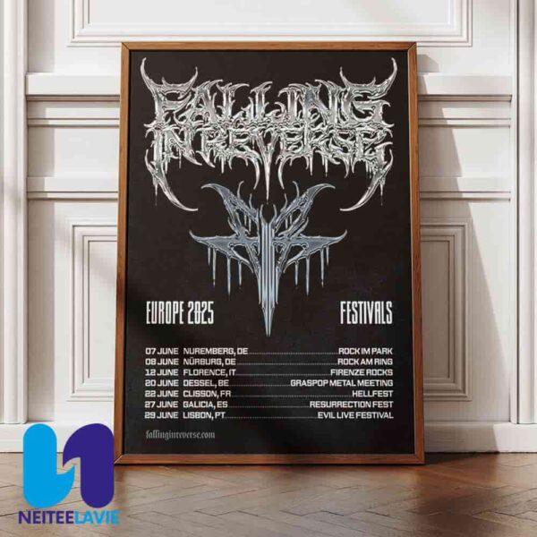 Falling In Reverse Europe Summer Festival Tour Dates List 2025 Home Decor Poster Canvas