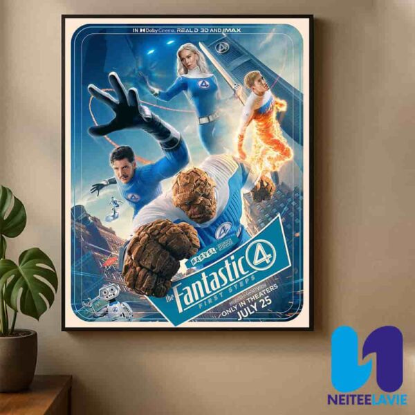Fantastic Four 2025 Movie Poster Marvel First Family Returns In First Steps Home Decor Poster Canvas