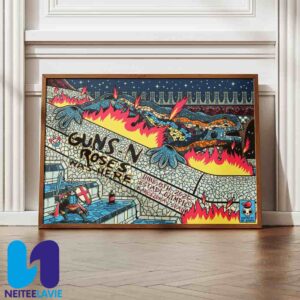 Guns N Roses Concert Poster By Dr. Juanpa In Barcelona Spain On June 9 2025 At Estadi Olimpic Home Decor Poster Canvas