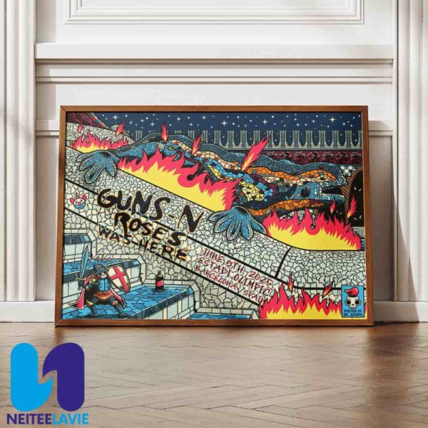 Guns N Roses Concert Poster By Dr. Juanpa In Barcelona Spain On June 9 2025 At Estadi Olimpic Home Decor Poster Canvas