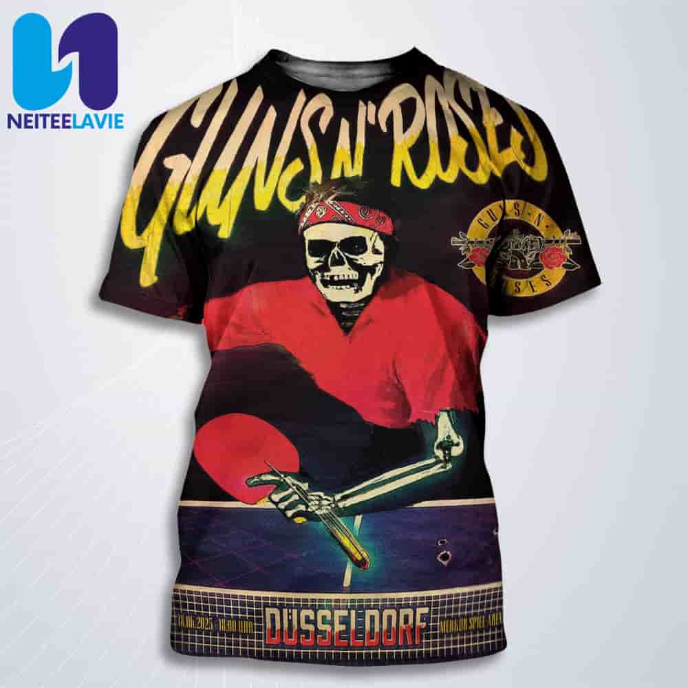 Guns N Roses Concert Poster In Dusseldorf Germany On June 18 2025 At Merkur Spiel-Arena All Over Print T-Shirt Guns N Roses Concert Poster In Dusseldorf Germany On June 18 2025 At Merkur Spiel-Arena All Over Print T-Shirt