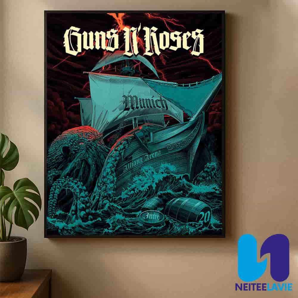 Guns N Roses Concert Poster In Munich Germany On June 20 2025 At Allianz Arena Home Decor Poster Canvas Guns N Roses Concert Poster In Munich Germany On June 20 2025 At Allianz Arena Home Decor Poster Canvas