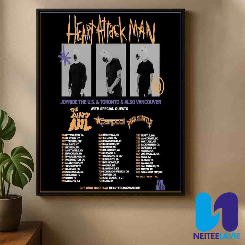 Heart Attack Man North American Joyride The Pale Horse Tour Dates List 2025 Home Decor Poster Canvas Heart Attack Man North American Joyride The Pale Horse Tour Dates List 2025 Home Decor Poster Canvas