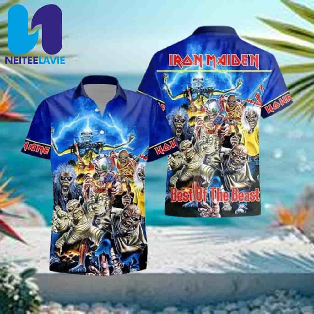 Iron Maiden Best of the Beast Summer Hawaiian Shirt And Beach Short Iron Maiden Best of the Beast Summer Hawaiian Shirt And Beach Short