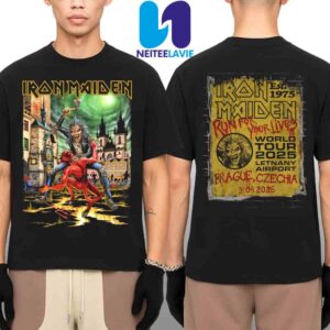 Iron Maiden Run For Your Lives World Tour 2025 In Prague CZECH On May 31 At Letnany Airport Merch Two Sided Unisex T-Shirt