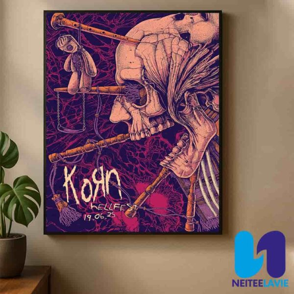 KoRn Concert Poster In Clisson France On Jun 19 2025 At Hellfest Home Decor Poster Canvas