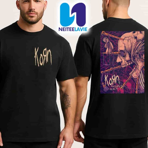 KoRn Concert Poster In Clisson France On Jun 19 2025 At Hellfest Merch Two Sided Unisex T-Shirt