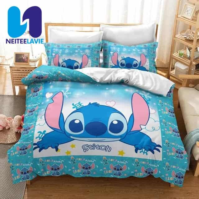 Lilo And Stitch Bedding Set Hugs And Stars Light Blue Lilo And Stitch Bedding Set Hugs And Stars Light Blue