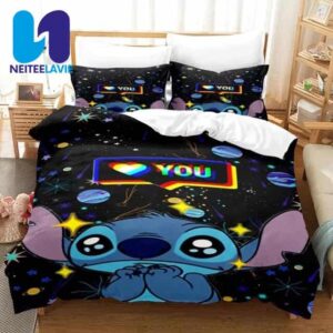 Lilo And Stitch Bedding Set I Love You Galaxy Style