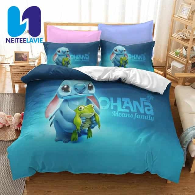 Lilo And Stitch Bedding Set Ohana Means Family Ocean Blue Lilo And Stitch Bedding Set Ohana Means Family Ocean Blue
