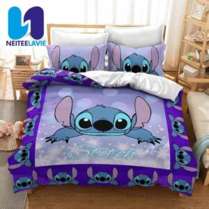 Lilo And Stitch Bedding Set Purple Stitch Starry Night Design