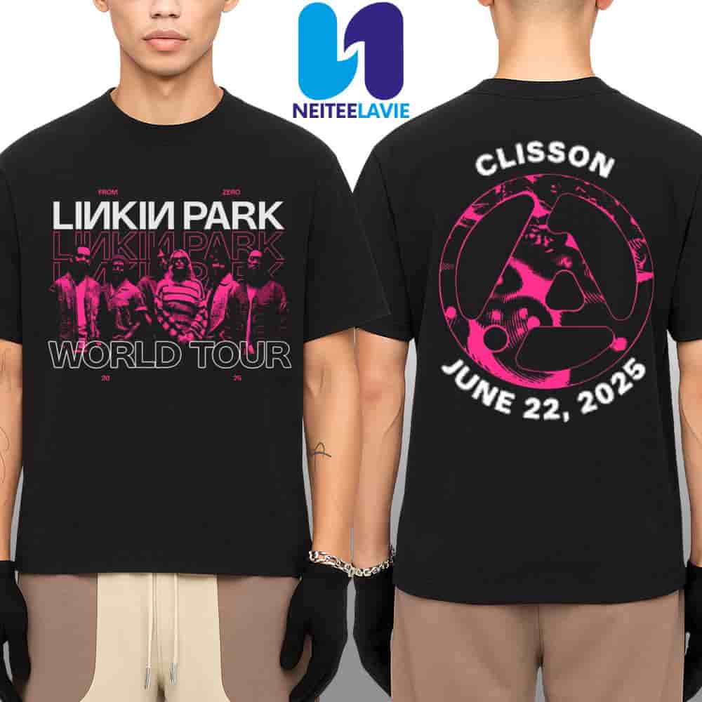 Linkin Park From Zero World Tour 2025 At Clisson France On June 22 At Hellfest Merchandise Two Sided Unisex T-Shirt Linkin Park From Zero World Tour 2025 At Clisson France On June 22 At Hellfest Merchandise Two Sided Unisex T-Shirt