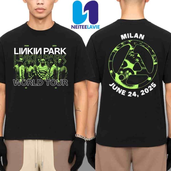 Linkin Park From Zero World Tour 2025 At Milan Italy On June 24 At I-DAYS Festival Merchandise Two Sided Unisex T-Shirt