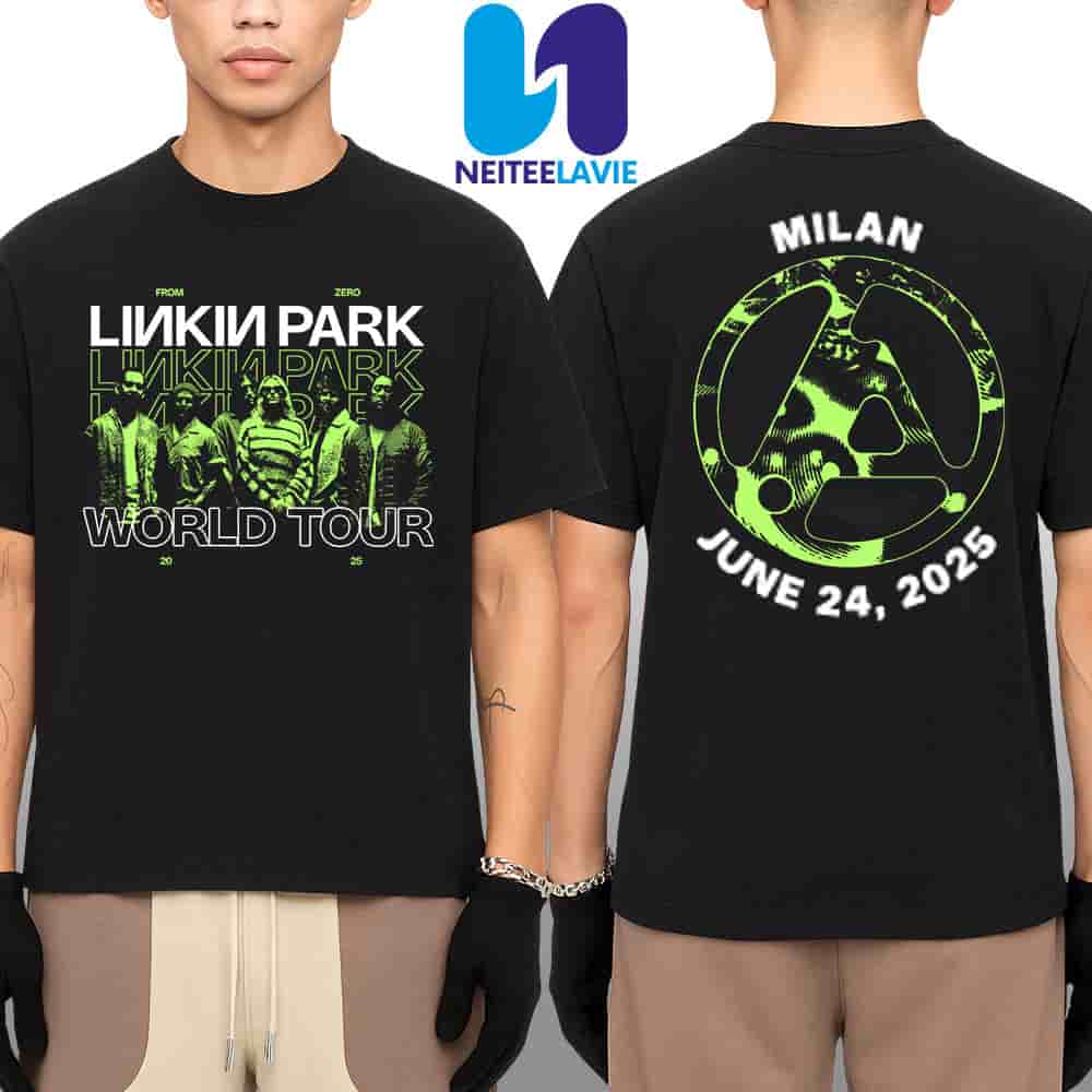Linkin Park From Zero World Tour 2025 At Milan Italy On June 24 At I-DAYS Festival Merchandise Two Sided Unisex T-Shirt Linkin Park From Zero World Tour 2025 At Milan Italy On June 24 At I-DAYS Festival Merchandise Two Sided Unisex T-Shirt