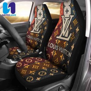 Louis Vuitton Black Brow Monogram Gold Logo Pattern Full Car Seat Cover