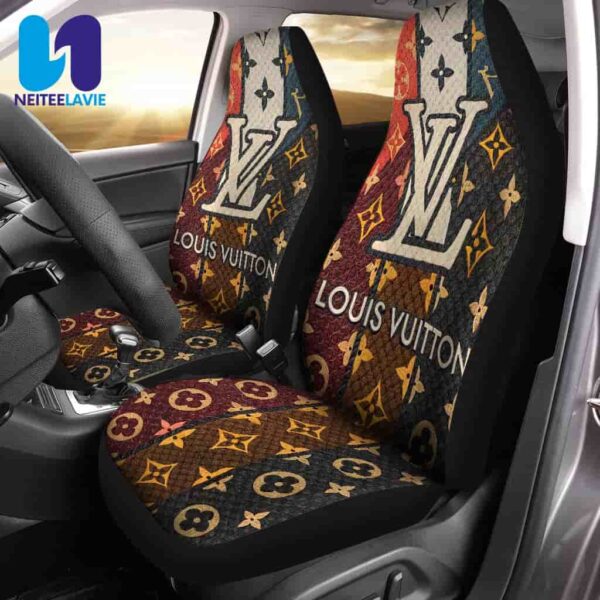 Louis Vuitton Black Brow Monogram Gold Logo Pattern Full Car Seat Cover