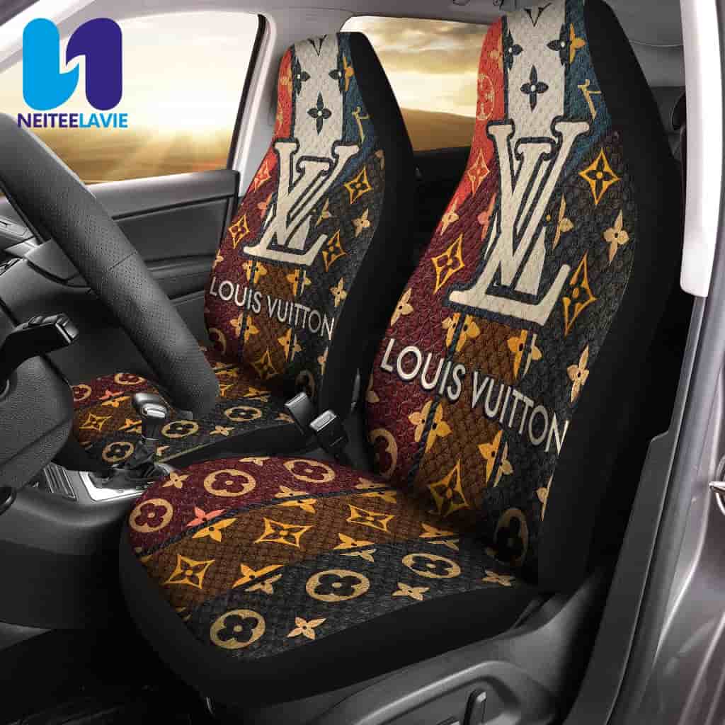 Louis Vuitton Black Brow Monogram Gold Logo Pattern Full Car Seat Cover Louis Vuitton Black Brow Monogram Gold Logo Pattern Full Car Seat Cover
