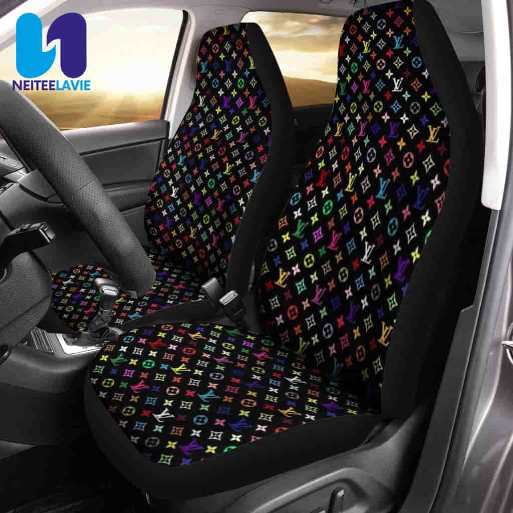 Louis Vuitton Black Monogram Full Color Pattern Full Car Seat Cover Louis Vuitton Black Monogram Full Color Pattern Full Car Seat Cover