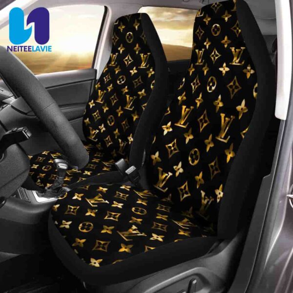 Louis Vuitton Black Monogram Gold Pattern Full Car Seat Cover