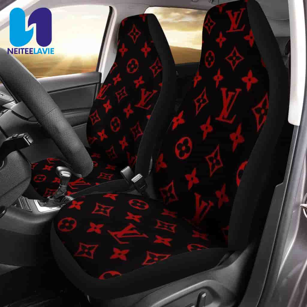 Louis Vuitton Black Monogram Red Pattern Full Car Seat Cover Louis Vuitton Black Monogram Red Pattern Full Car Seat Cover
