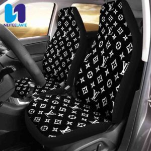Louis Vuitton Black Monogram White Pattern Full Car Seat Cover
