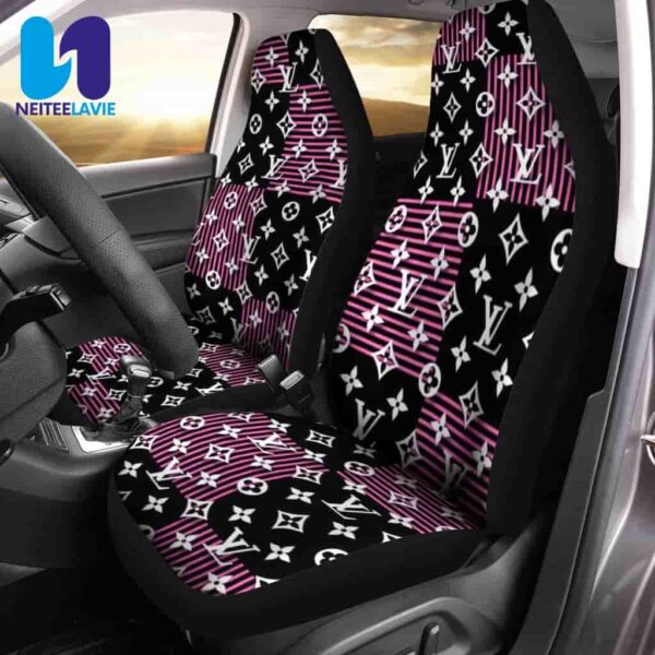 Louis Vuitton Black Pink Monogram White Horizontal Line Pattern Full Car Seat Cover