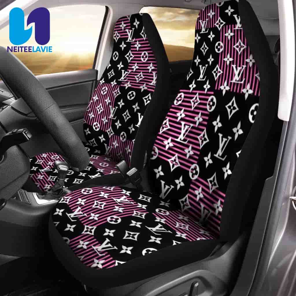 Louis Vuitton Black Pink Monogram White Horizontal Line Pattern Full Car Seat Cover Louis Vuitton Black Pink Monogram White Horizontal Line Pattern Full Car Seat Cover