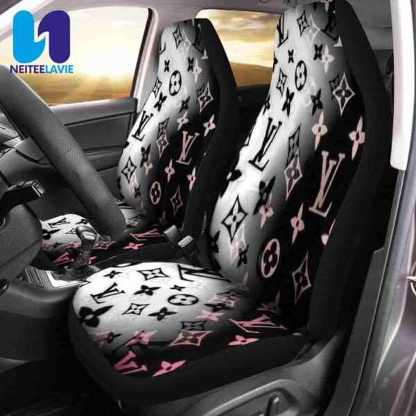 Louis Vuitton Black White Monogram Black Pink Pattern Full Car Seat Cover