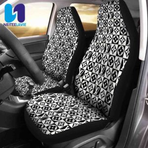 Louis Vuitton Black White Square Pattern Full Car Seat Cover
