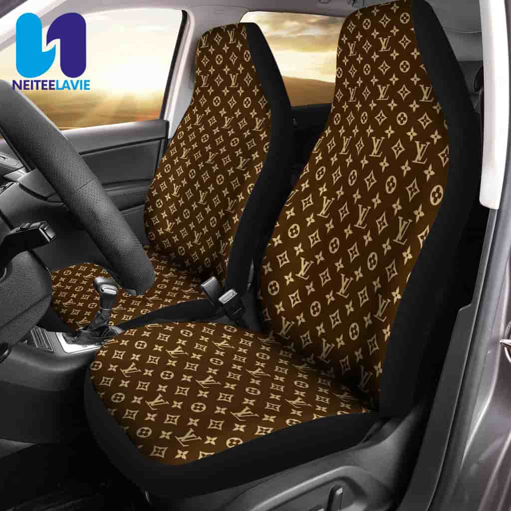 Louis Vuitton Brown Monogram Gold Pattern Full Car Seat Cover Louis Vuitton Brown Monogram Gold Pattern Full Car Seat Cover