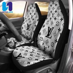 Louis Vuitton Gray Monogram Black Big Logo Pattern Full Car Seat Cover