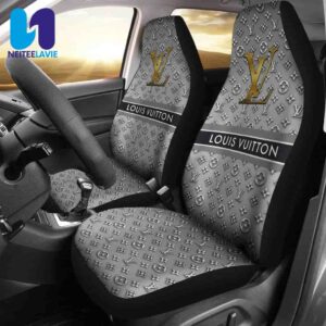 Louis Vuitton Gray Monogram Gold Logo Pattern Full Car Seat Cover